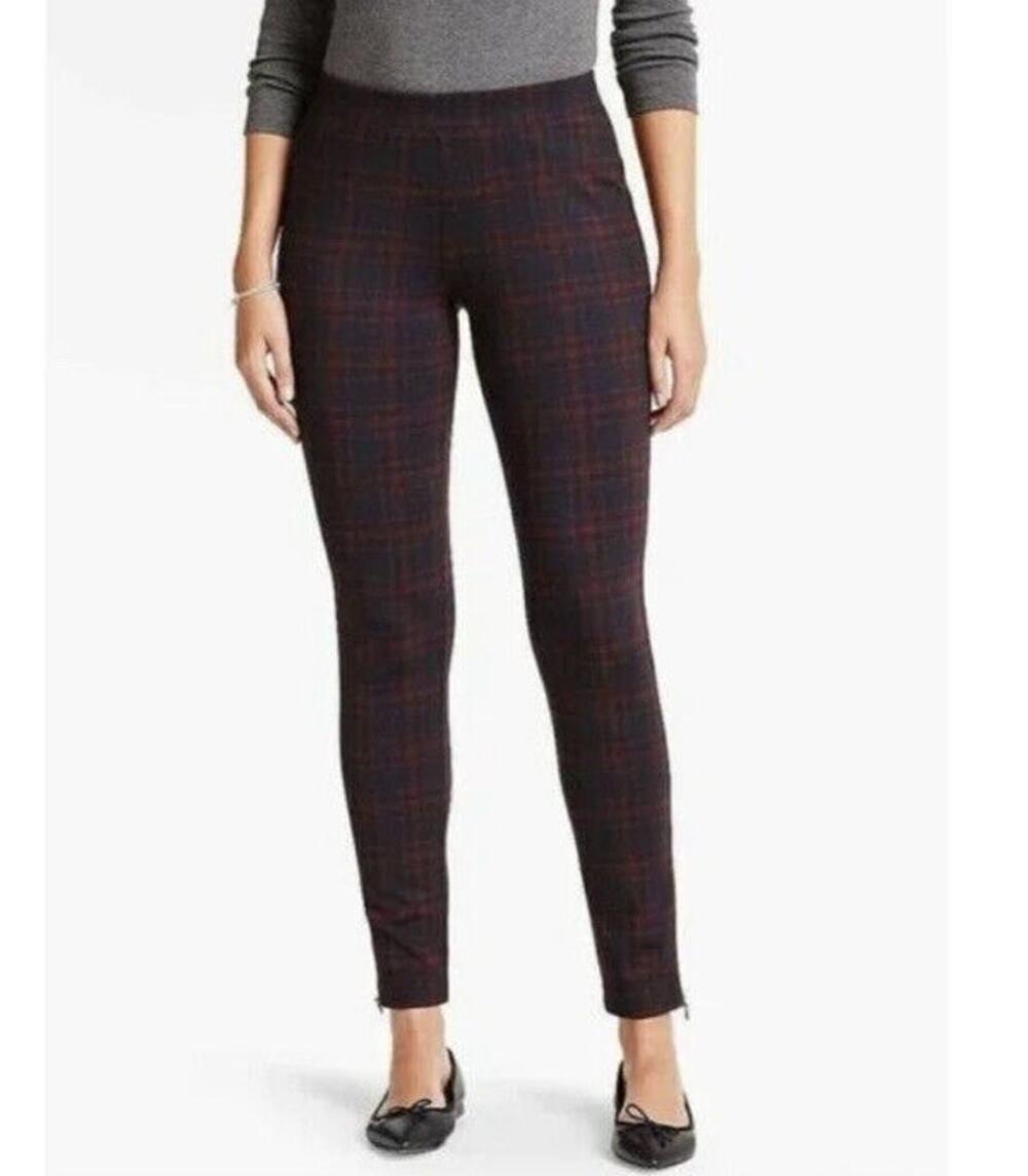 Talbots Women's Blue & Red Plaid Soho Legging Ankle Pants - Size Small Petite